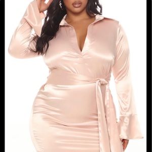 Party blush pink satin dress